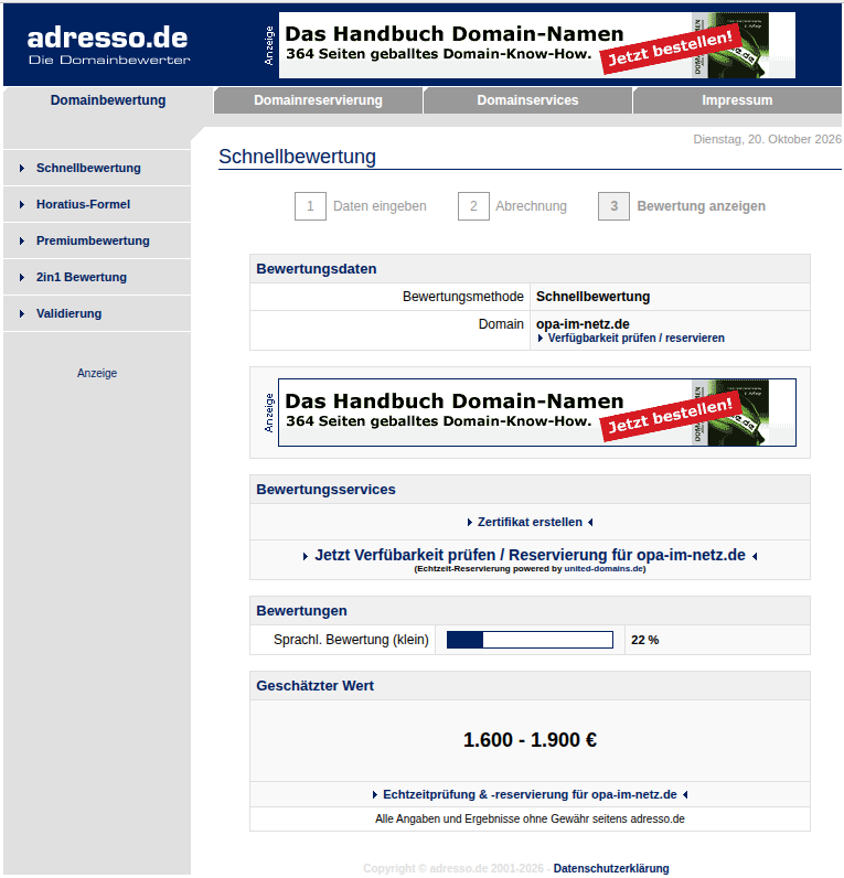Schnellbewertung von adresso.de für opa-im-netz.de